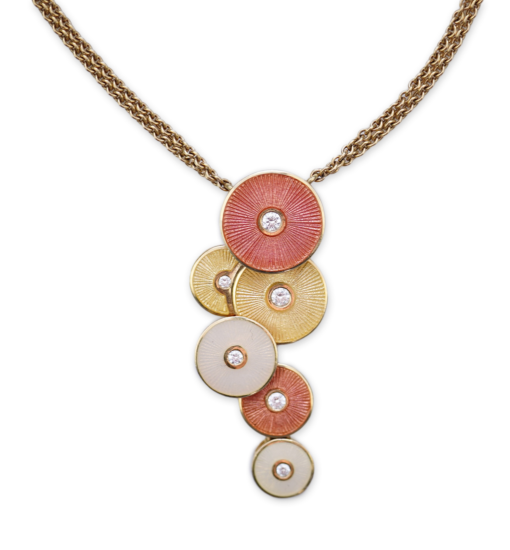 Fabergé, a modern enamel and diamond pendant necklace
